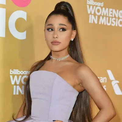 Ariana Grande with a super high ponytail at the 2018 Billboard Women In Music Awards in New York City