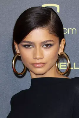 Zendaya with a side parted low bun