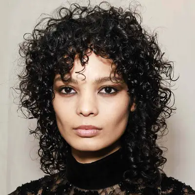 Roberto Cavalli fashion show model curly hair