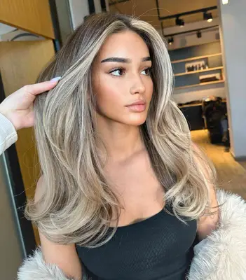 Dirty blonde hair with halo highlights