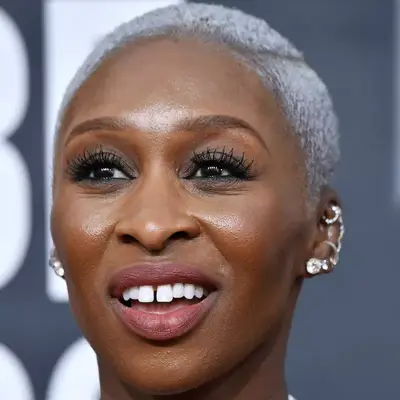 Cynthia Erivo with short gray hair