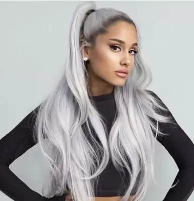 Ariana Grande with long gray hair