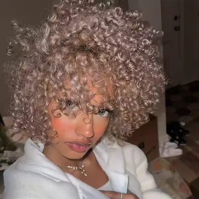 woman with curly gray hair