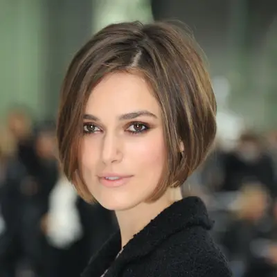 Keira Knightley wears a wedge bob haircut