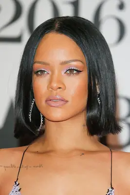 Rihanna with a blunt one-length bob at the 2016 BRIT Awards in London, England