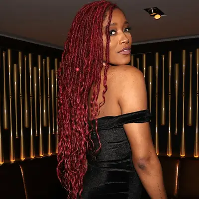 Keke palmer wearing red faux locs