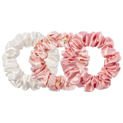 Slip scrunchies on white background