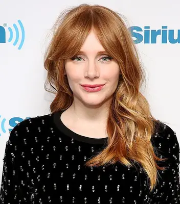 Bryce Dallas Howard with strawberry blonde hair while visiting the SiriusXM Studios in New York City in 2017