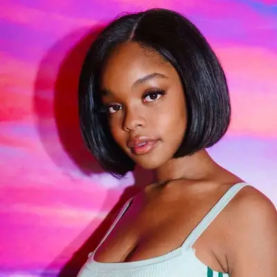 Marsai Martin with a sleek side part bob