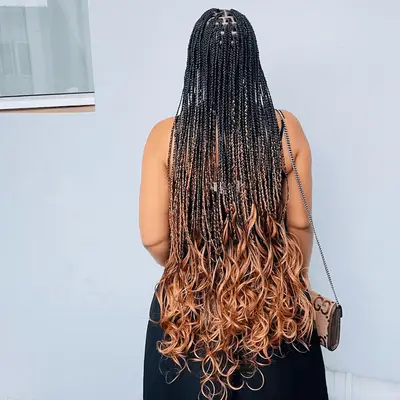 long senegalese twists with dip dyed curls