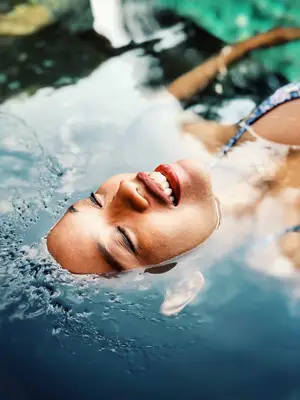 woman floating in water