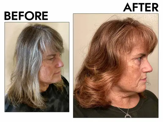 The before and after photos of Curlsmith Hair Makeup Temporary Color Styling Gel