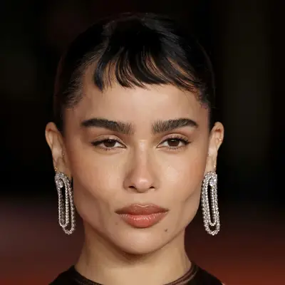 Actor Zoe Kravitz with micro fringe bangs