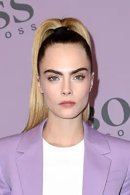 Cara Delevingne straight, slicked-back high ponytail