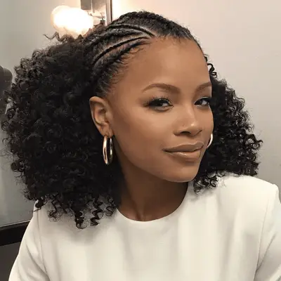 ChantÃ© Adams with voluminous ponytail and Fulani braids