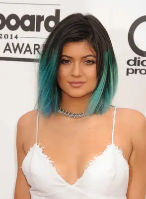 Kylie Jenner with Ombre blue hair