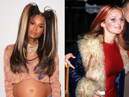 Side by side photos of Ciara and ginger spice of the spice girls