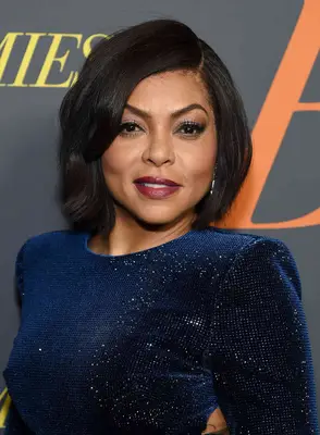 Taraji p. Henson with layered bob and side swept bangs