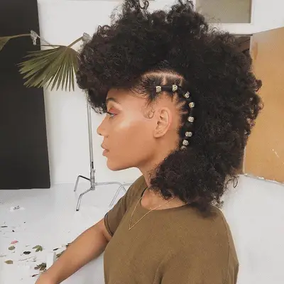 Medium-Length Hairstyles for Black Women Side-Swept Afro