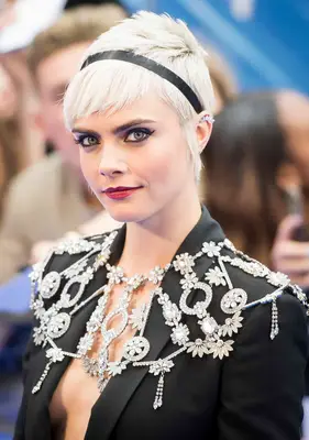 Cara Delevingne pixie cut with a headband