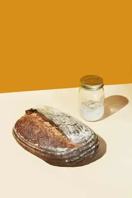 bread loaf in yellow backdrop
