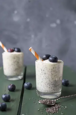 Yogurt with chia seeds and blueberries