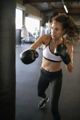 Woman boxing anxiety