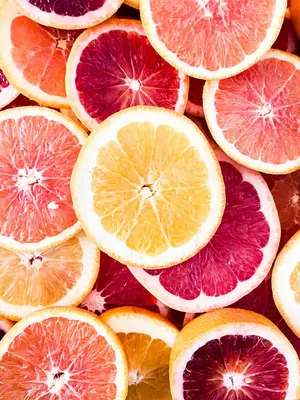 Sliced grapefruits
