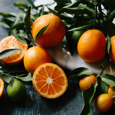 oranges on cutting board