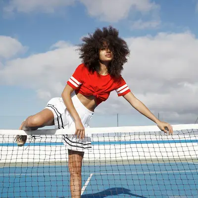 woman on tennis court