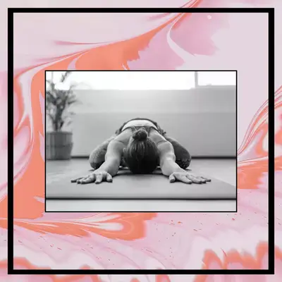 woman stretching in child