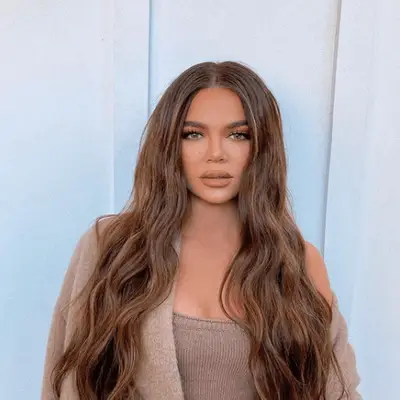 Khloe Kardashian with long brown hair