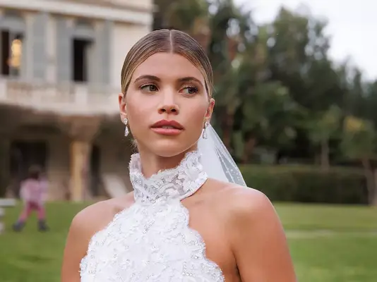 Close up of Sofia Richie Grainge on her wedding day