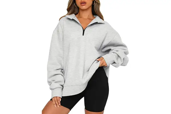 Amazon Trendy Queen Womens Oversized Sweatshirts Hoodies Half Zip Pullover