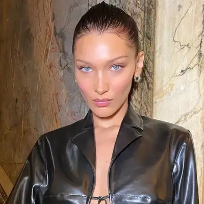 Bella Hadid wearing soft petal pink makeup