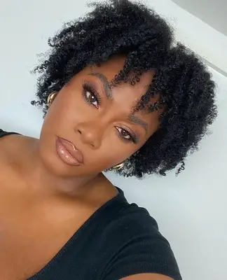 Woman wearing lip gloss and liner