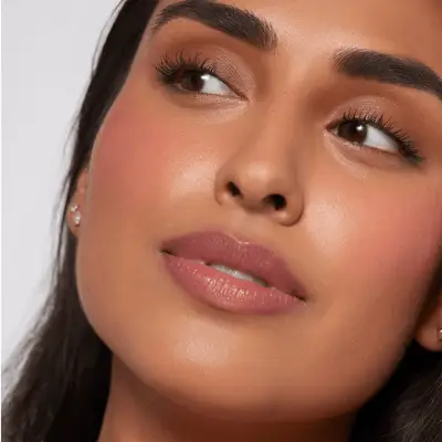 Model wearing red blush