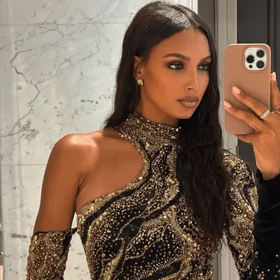 Jasmine Tookes with makeup by Sir John