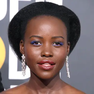 Royal Blue mascara on Lupita Nyong
