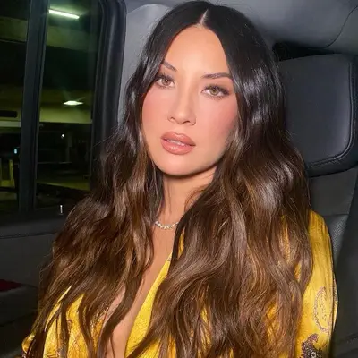 Olivia Munn in a flushed makeup look.