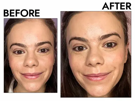 A person before and after using the Clinique High Impact Gel Tech Eyeliner