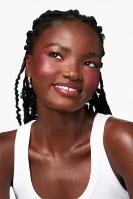 A model wearing the Patrick Ta blush.