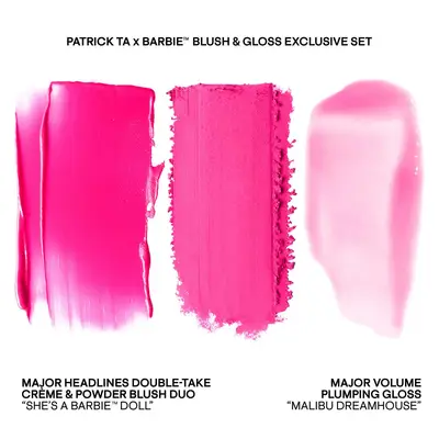 Swatches of the Patrick Ta and Barbie collab.