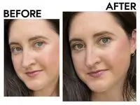 A person before and after applying the Maybelline Lash Sensational Sky High Lengthening Mascara