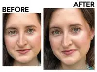 A person before and after applying the Dior Diorshow Iconic Overcurl Mascara