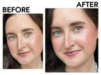 A person before and after applying the e.l.f. Lash N