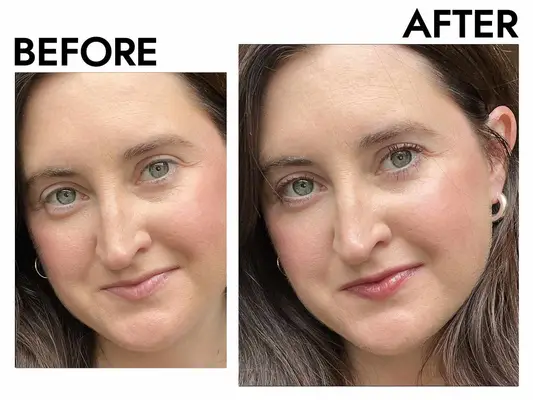 A person before and after applying the YSL Lash Clash Extreme Volume Mascara