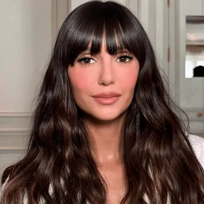 Actress Nina Dobrev with rosy makeup