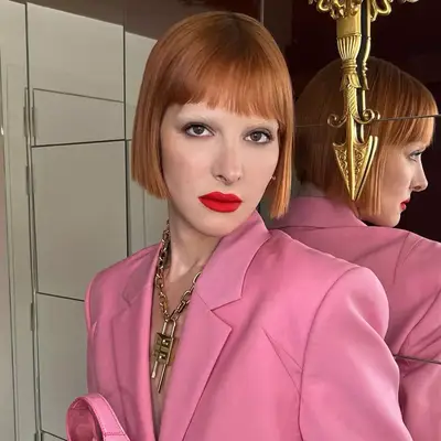 Hari Nef with bleached brows 