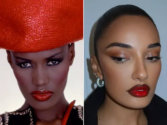 Grace Jones and Ilham Mestour wearing dark lipstick